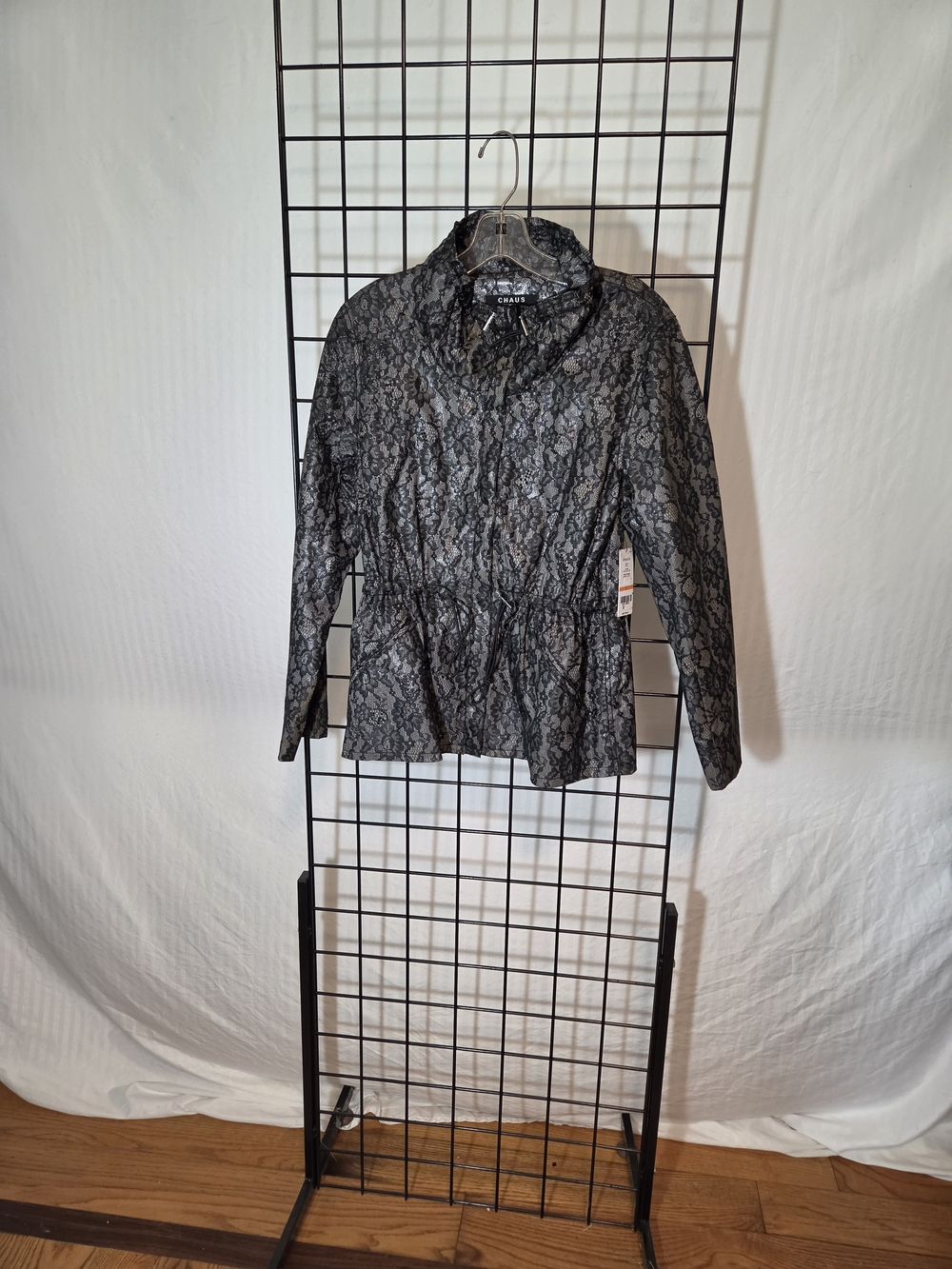 Chaus Women's Black Lace-Pattern Trench Jacket